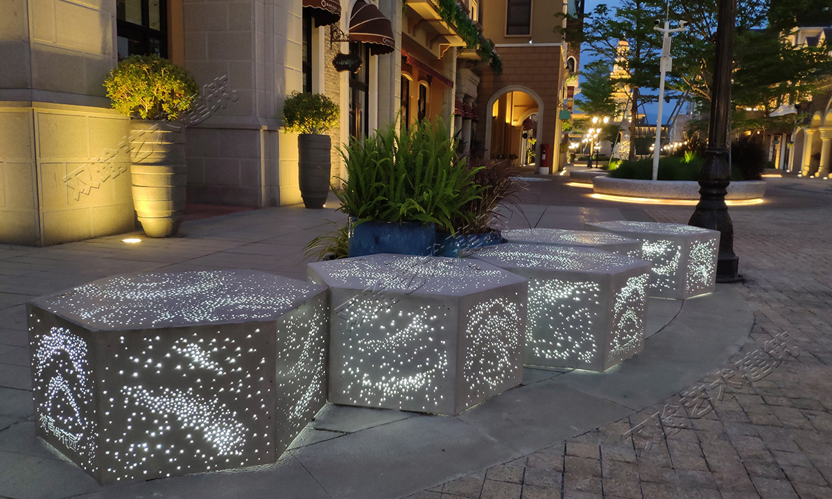 惠州奥林匹克花园六边型凳子—透光混凝土